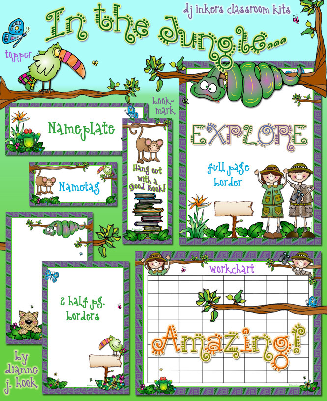 In the Jungle Classroom Theme Borders & Printables