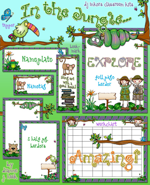In the Jungle Classroom Theme Borders & Printables