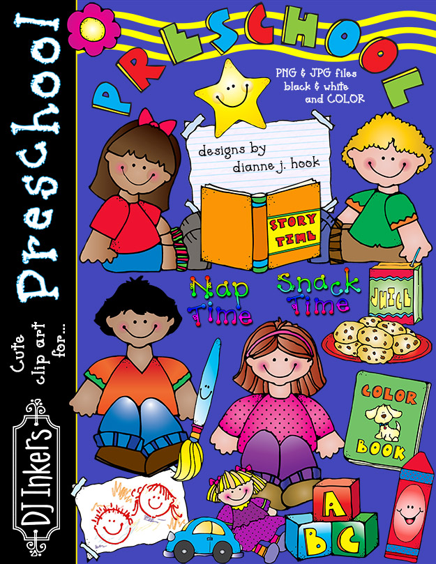 Cute preschool clip art for teachers and smiles for little learners by DJ Inkers
