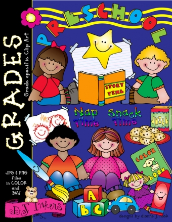 Cute preschool clip art for teachers and smiles for little learners by DJ Inkers