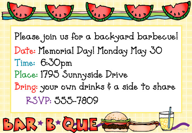 barbecue invitation made with summer clip art borders and fonts by DJ Inkers