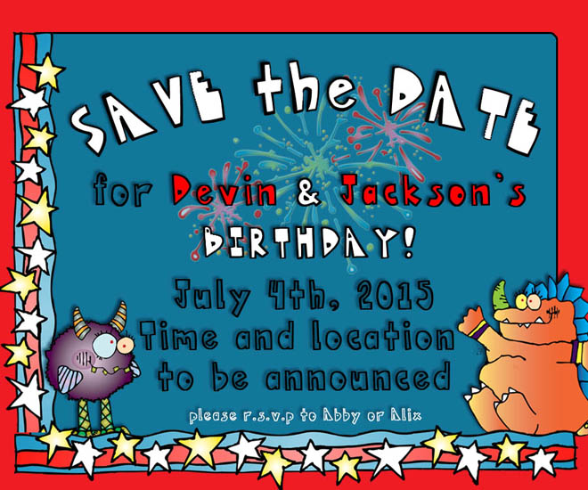 save the date card made with summer clip art borders and fonts by DJ Inkers