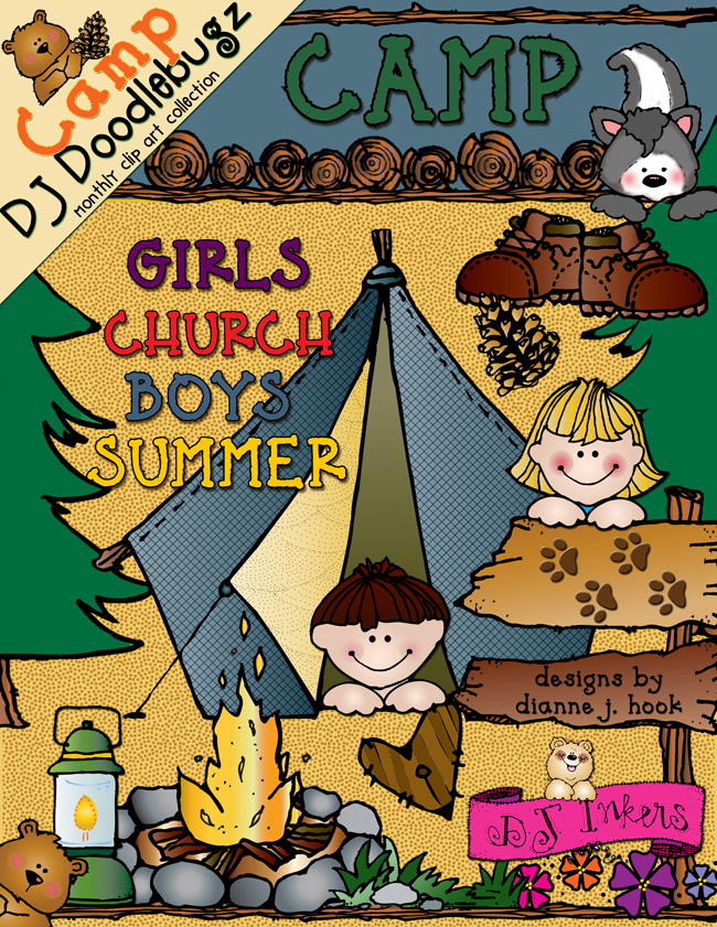 Cute clip art for summer camp and the great outdoors by DJ Inkers
