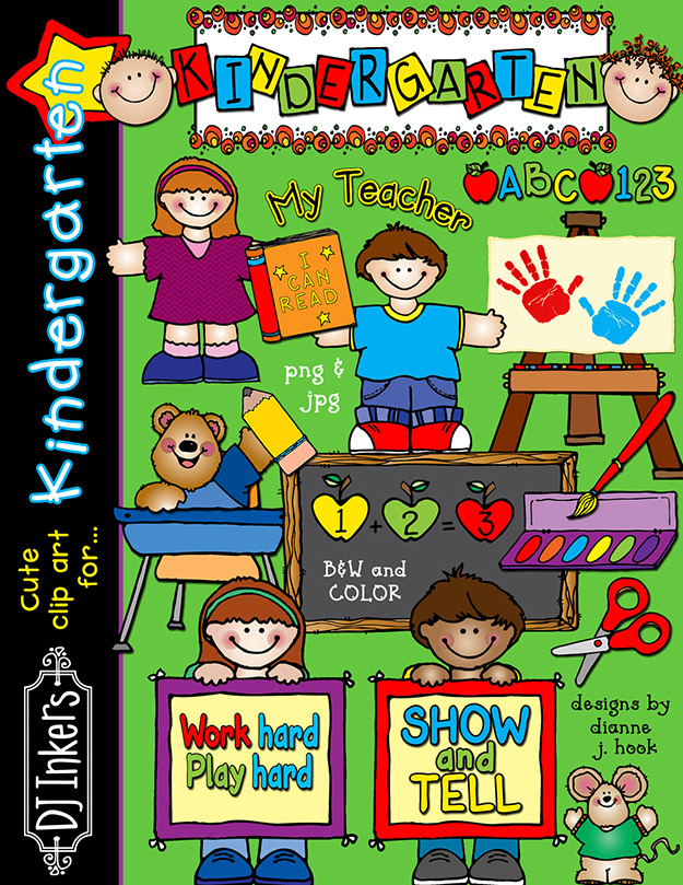 Cute kindergarten clip art for teachers and smiles at school by DJ Inkers