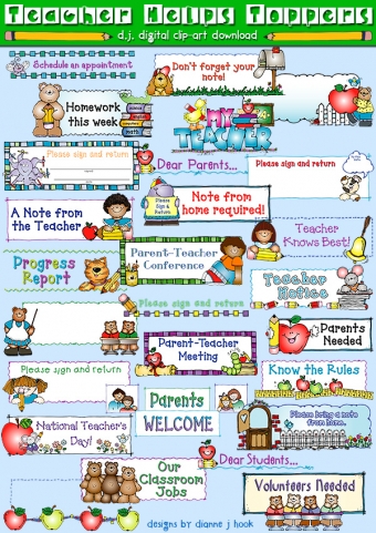 Toppers for Teachers Clip Art Download Collection