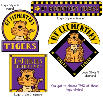 Order a cute new custom logo or elementary school mascot - plus bonus clip art by DJ Inkers