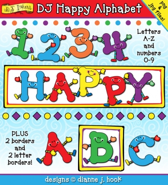Cute clip art alphabet people and number people for kids, teachers and smiles by DJ Inkers