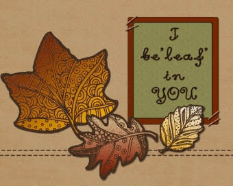 Autumn Leaves Zen-Doodle Clip Art Download