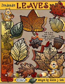 Leaves - Autumn Zen-Doodle Clip Art Download