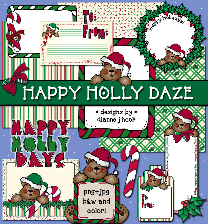Happy Holly Daze Clip Art and Printables Download