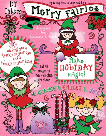 Merry Fairies - Holiday Clip Art Download