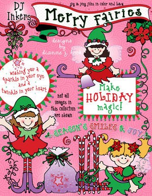 Merry Fairies - Holiday Clip Art Download
