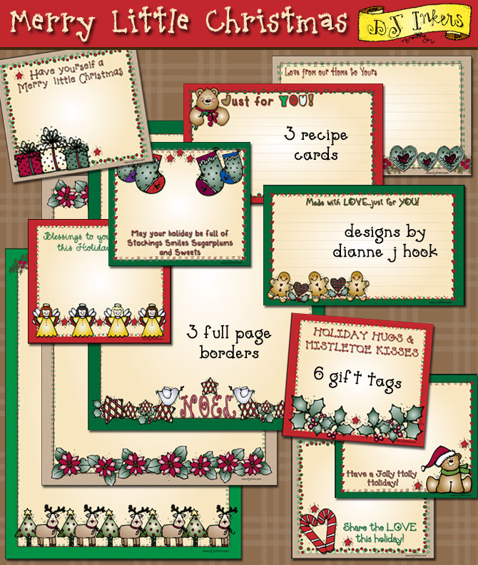 Merry Little Christmas Borders, Cards and Tags Download