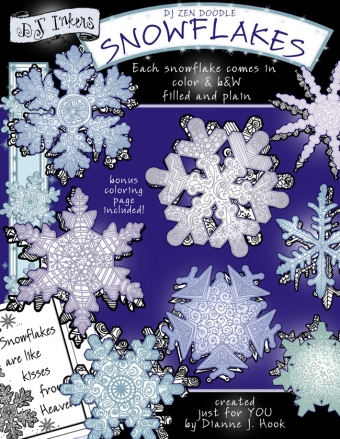 DJ Zen-Doodle Snowflakes Clip Art Download