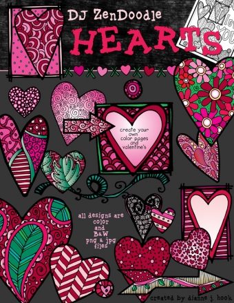 DJ Zen-Doodle Hearts Clip Art Download