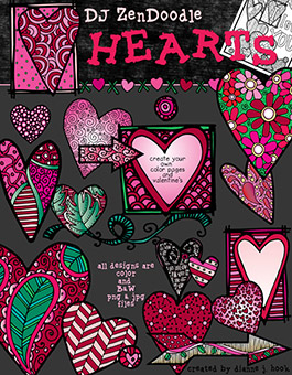 DJ Zen-Doodle Hearts Clip Art Download