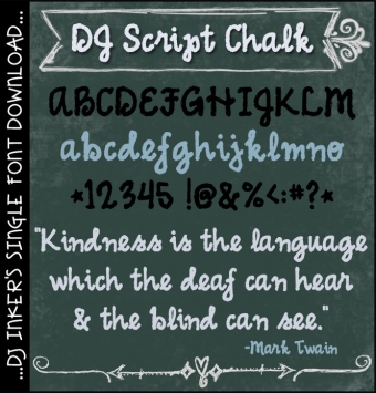 DJ Script Chalk is a bold, cursive chalkboard font by DJ Inkers