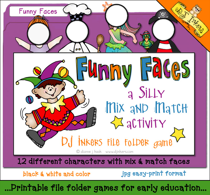 A printable file folder game for silly fun with the kids by DJ Inkers