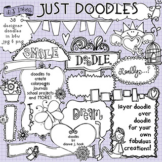 Just Doodles - Black & White Clip Art Download Vol. 1