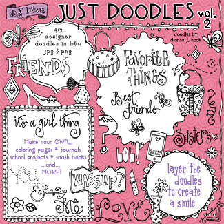 Just Doodles Black & White Clip Art Download Vol. 2