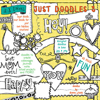 Just Doodles Black & White Clip Art Download Vol. 3