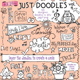 Just Doodles Black & White Clip Art Download Vol. 4