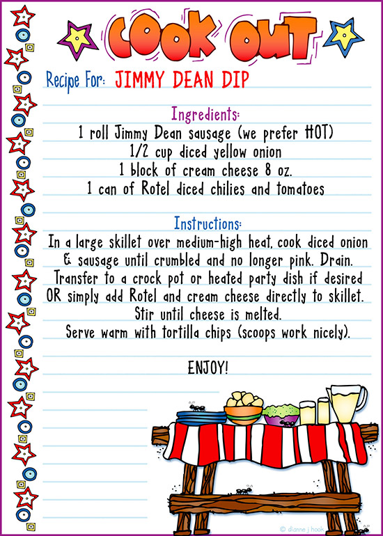 Summer Cook Out Recipe Card FREEBIE