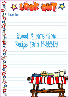 Summer Cook Out Recipe Card FREEBIE