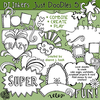 Just Doodles Black & White Clip Art Download Vol. 5