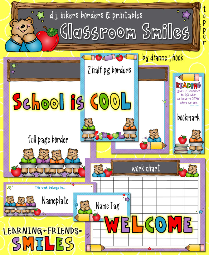 Classroom Smiles - Study Bear Borders & Printables Download