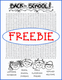 Back to School Word Search FREEBIE
