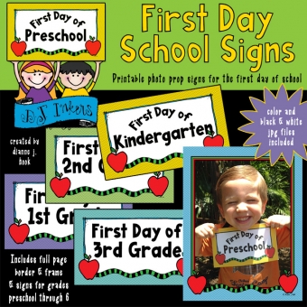 Printable signs for the first day of school