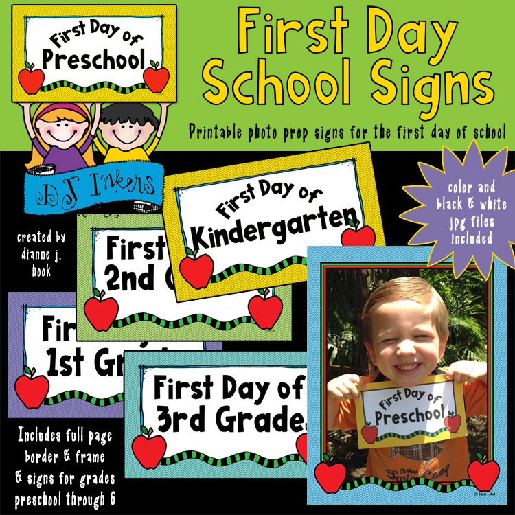 Printable signs for the first day of school