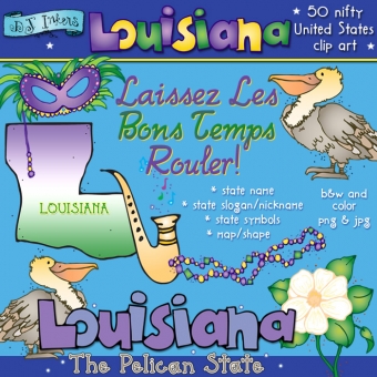 Louisiana state symbols and clip art for the pelican state by DJ Inkers