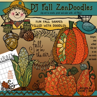 Fall Zen-Doodles Clip Art Download