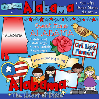 Alabama USA State Symbols Clip Art Download