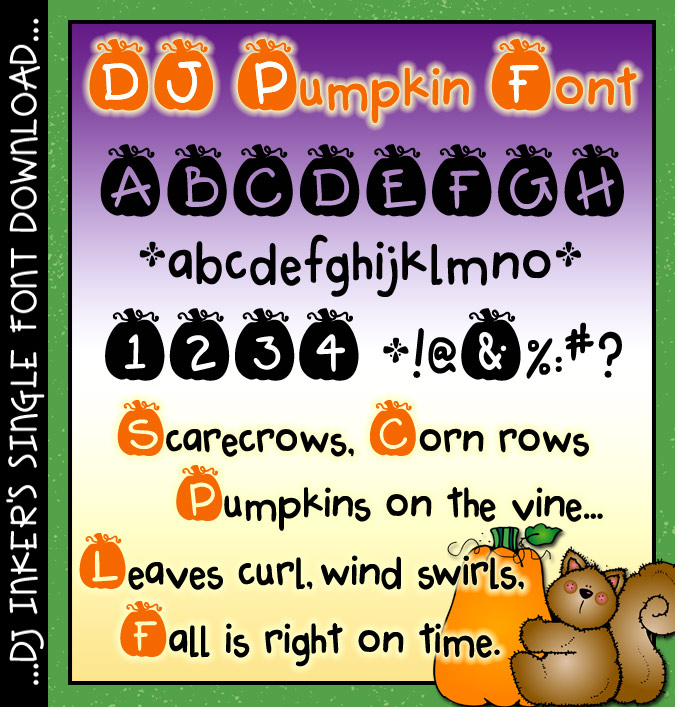A cute pumpkin font for carving up fall smiles by DJ Inkers