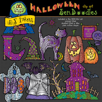 Halloween Zen-Doodles Clip Art Download