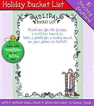 Holiday Bucket List Printable Download