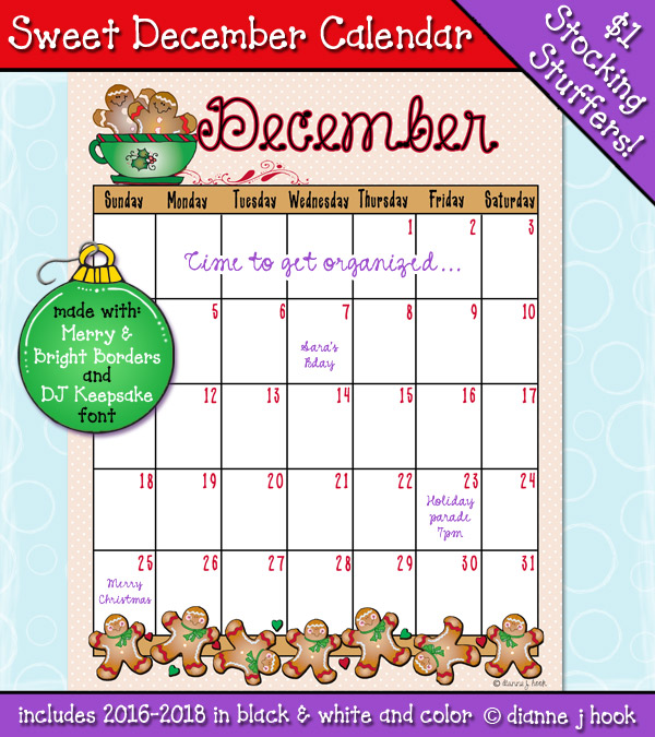 Sweet December Calendar Download