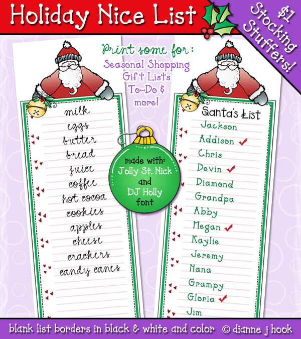 Holiday Nice List Printable Download