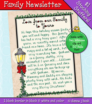 Holiday Family Newsletter Printable Download