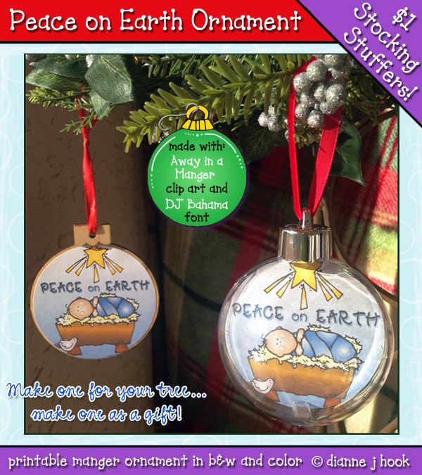 Peace on Earth Christmas Ornament Printable