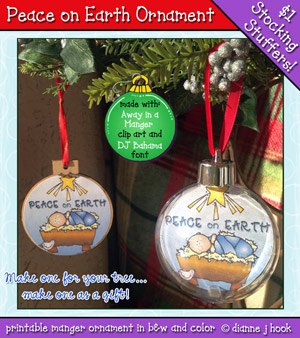 Peace on Earth Christmas Ornament Printable