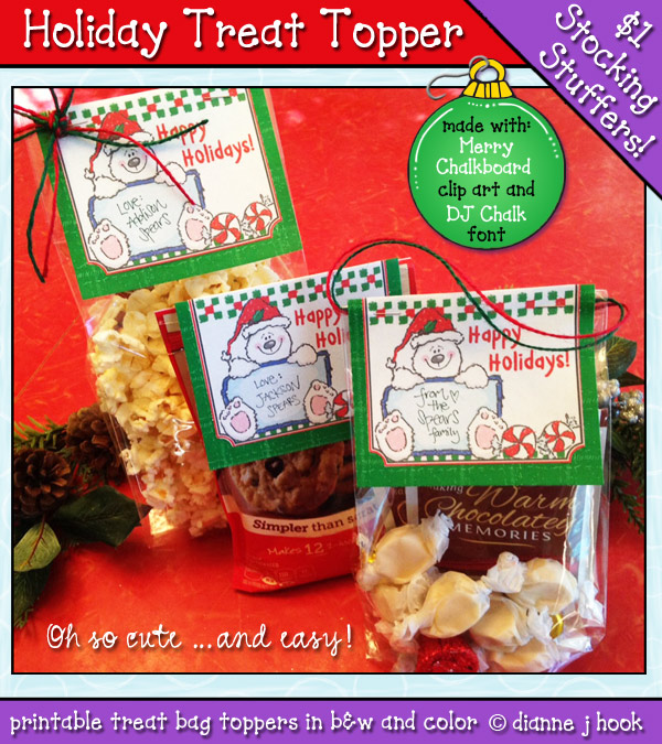 A cute printable label for a gift bag or treat during the holidays -DJ Inkers