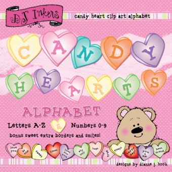 Candy Hearts Clip Art Alphabet Download