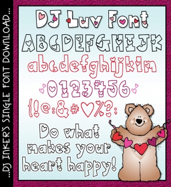 DJ Sweetheart Fonts Collection - Heart & Valentine Lettering