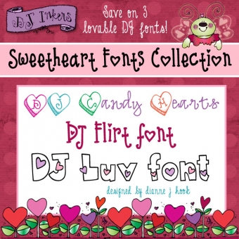 DJ Sweetheart Fonts Collection - Heart & Valentine Lettering