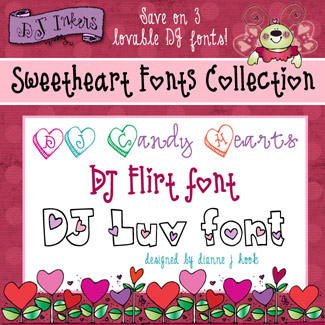 DJ Sweetheart Fonts Collection - Heart & Valentine Lettering