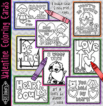 Valentine Coloring Cards Printable